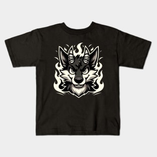 Black and White Demonic Furry Anthro Wolf Kids T-Shirt